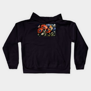 Poppies and Butterflies Kids Hoodie